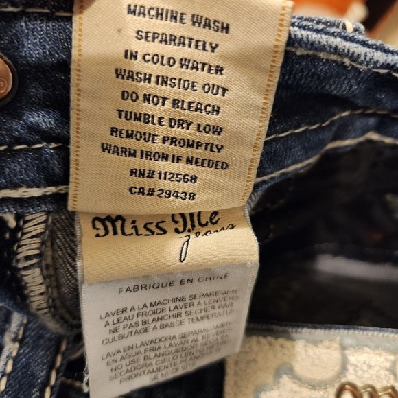 Miss Me Embellished Mid Rise Custom Cut Bermuda Denim Shorts Blue - Picture 8 of 8